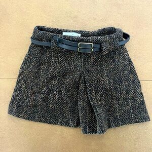 Zara Brown Tweed Skirt with Black Belt